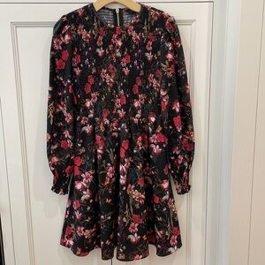 Ted Baker Blk. Floral Smocked Dress GORGEOUS! Boho-Spring/Summer/Fall Like New-2